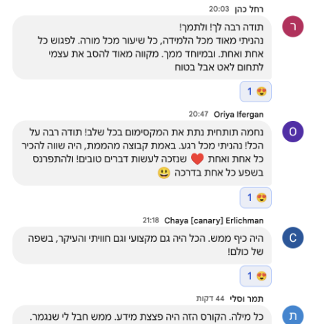 המלצות בוגרות בוואטסאפ